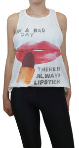 Polera Blanca Musculosa Estampada