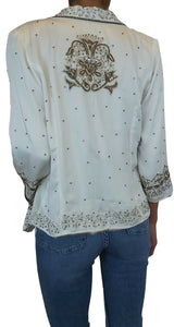 Chaqueta Ligera Bordada Blanca