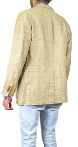 Blazer Café Cuadros Lino