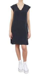 Vestido Negro Oversize Bordado