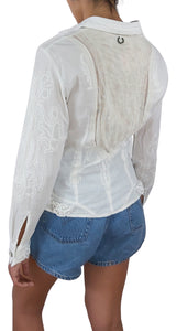 Camisa Blanca Aplicaciones Bordada