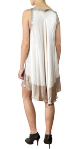 Vestido Sin Hombros Beige Seda