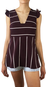 Blusa Rayas Burdeo y Blanco