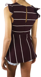 Blusa Rayas Burdeo y Blanco