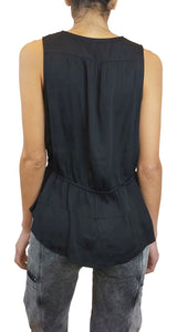 Blusa sin Mangas Satín Negra