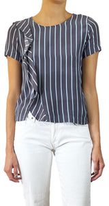 Blusa Gris Rayas Azules