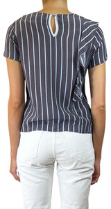 Blusa Gris Rayas Azules