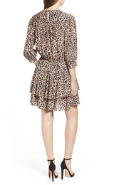 Vestido Rooka Shirred Leopard-Print