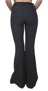 Black Ribbed Flared Pants