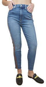 Shimmer Stripe High Waist Ankle Skinny Jeans