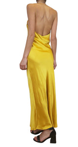 Vestido Maxi Mostaza Seda