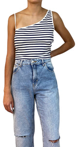 Crop top a Rayas un Hombro