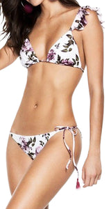 Bikini Blanco Flores Moradas