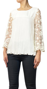 Blusa Blanca Mangas Traslúcidas