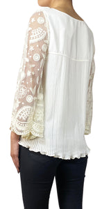 Blusa Blanca Mangas Traslúcidas