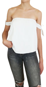 Polera pabilos ajustables Blanca