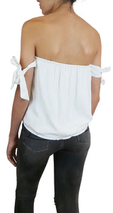 Polera pabilos ajustables Blanca