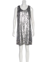 Vestido corto sin mangas de lentejuelas Plateado (5243827454087)