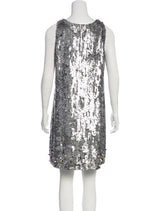 Vestido corto sin mangas de lentejuelas Plateado (5243827454087)