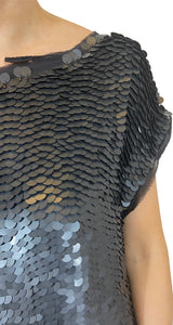 Vestido corto de lentejuelas Negro