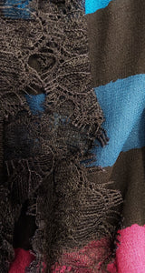 Vestido Líneas Seda y Encaje Multicolor