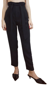 Pantalón De Tiro Alto Con Trabillas