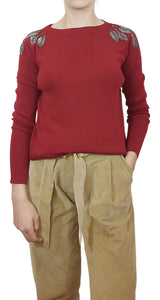 Sweater Burdeo Detalles En Hombros