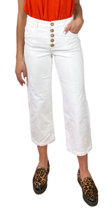 Jeans Blanco Botones Carey