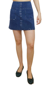 Falda Mini Tori Gamuza Azul