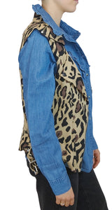 Chaqueta Biker Sin Mangas Animal Print