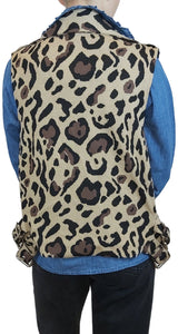 Chaqueta Biker Sin Mangas Animal Print