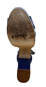 Sandalias Taco Cuero Azul