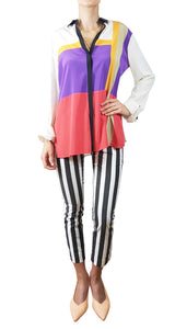 Blusa Seda Color Block