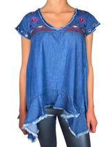 Blusa Denim Bordados