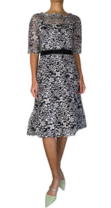 Vestido Midi Blanco / Negro Encaje