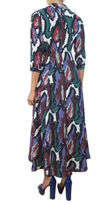 Vestido Camisero Estampado Plumas