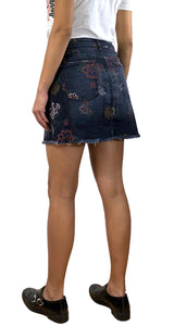 Falda Mini Negra Flores