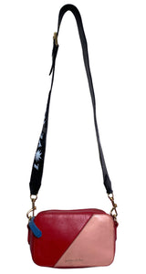 Bandolera Cuero Rojo y Rosado