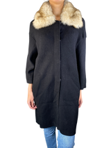 Abrigo Tejido Cuello Piel Sintética