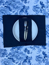 Juego de 12 Individuales Y 12 Servilletas Lino Azul