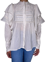 Blusa Blanca Vuelos & Bordado