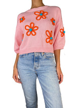 Sweater Rosado Floral Tejido