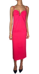 Vestido Escote V Fucsia