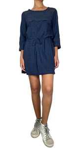 Vestido Mini Azul Bordado