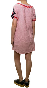 Vestido Bordado a Rayas