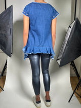 Blusa Denim Bordados