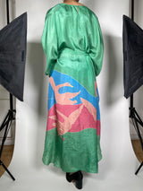 Vestido Seda Verde Estampado