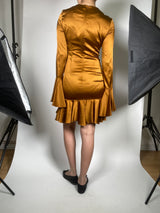 Vestido Mini Monique Seda Bronce