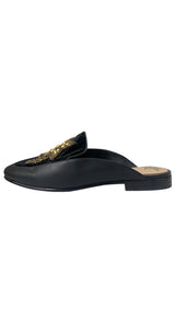 Mules Cuero Terciopelo y Aplicaciones