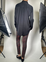 Blusa Seda Negra Satinada